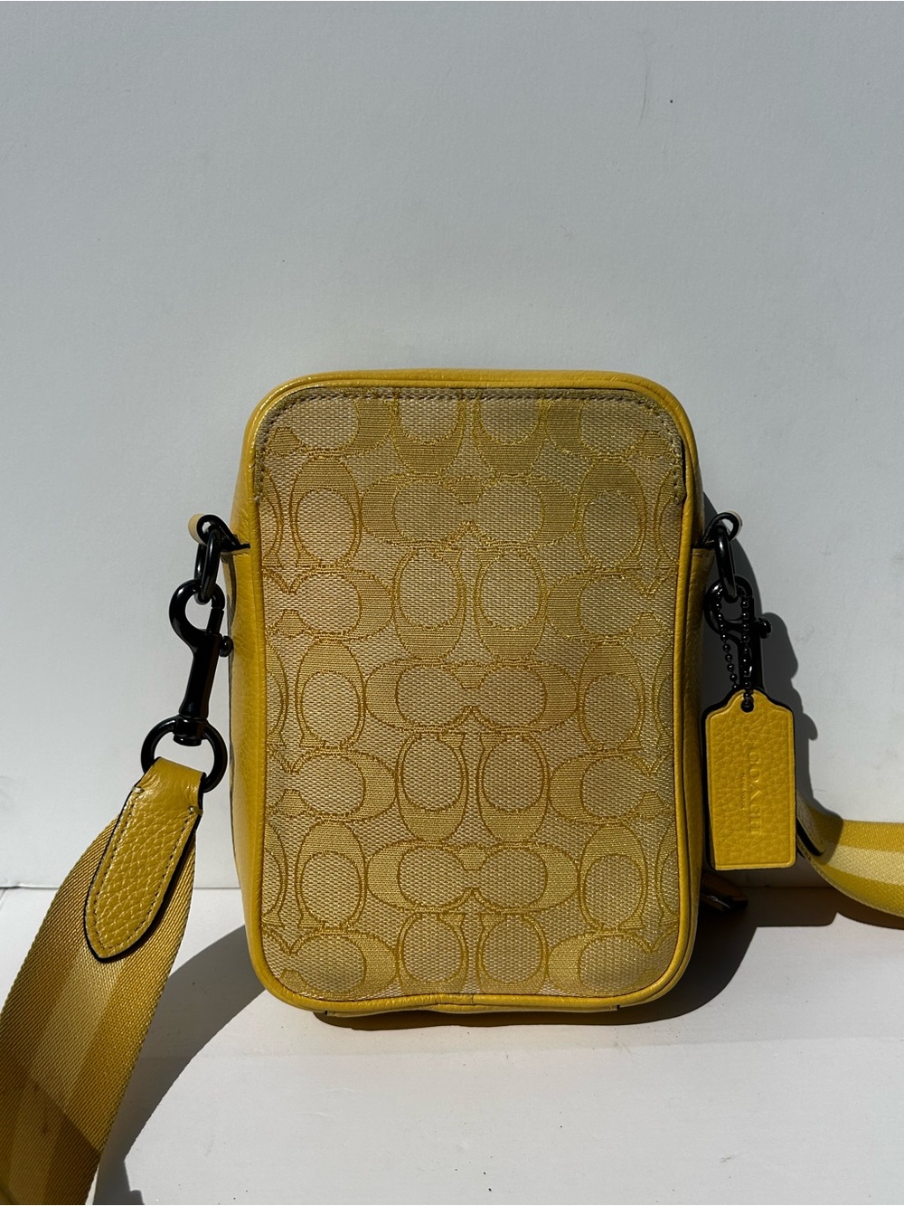 Coach Stanton Crossbody Bag Signature Jacquard Retro Yellow C8237 Travel Unisex
